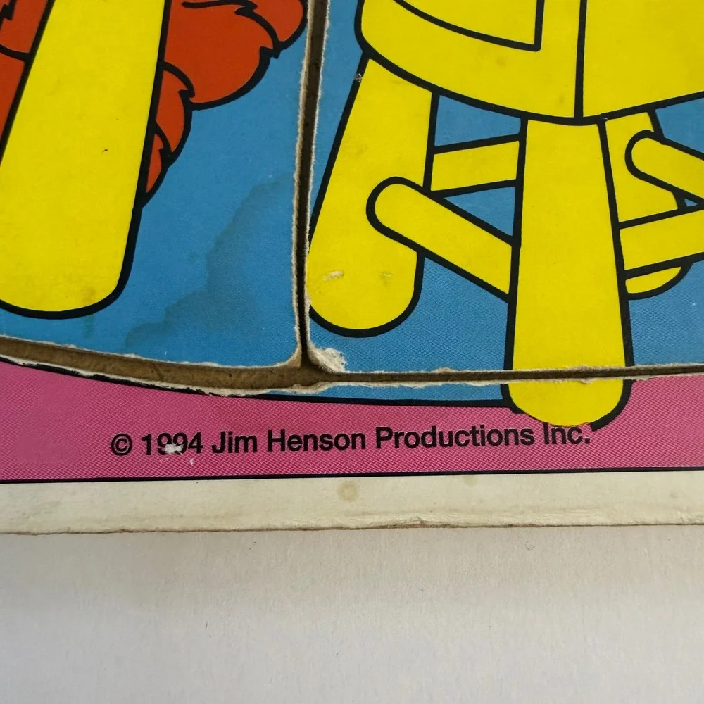 Vintage 90s 1994 Playskool Sesame Street Zoe's Tea Party Wooden Tray Puzzle Elmo